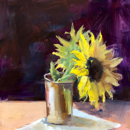 Sunflower by Monique Lazard oil on vellum