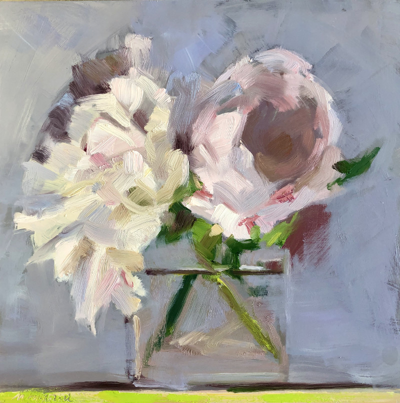 White and Pale Pink Peonies by Monique Lazard