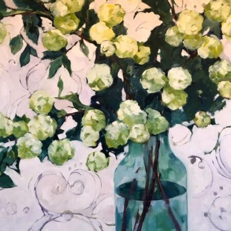 Hydrangea Study in Greens oil on canvas